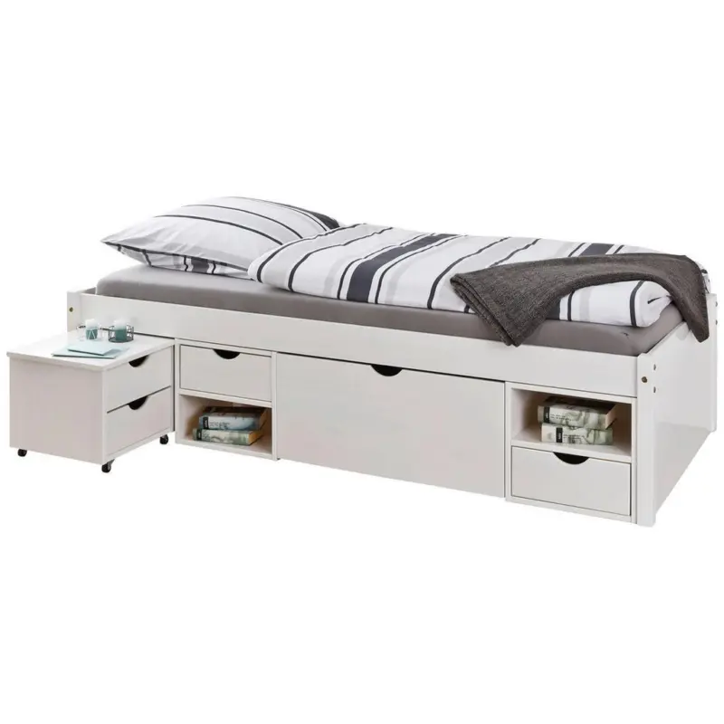 Stauraumbett inkl. Lattenrost 90x200 cm Till, Weiß