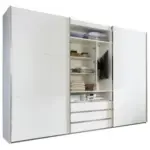 M&ouml;belix Schwebet&uuml;renschrank mit Laden 300cm Magicglas, Wei&szlig;