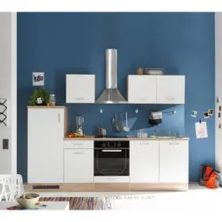 Küchenzeile Welcome Andy Ohne Geräte 270 Cm Weiß/eiche Dekor