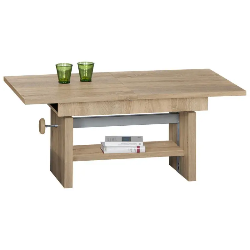 Couchtisch höhenverstellbar + Ausziehbar Event, Eiche Dekor