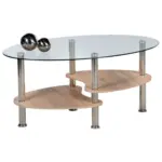 Möbelix Couchtisch Mit Glasplatte + Ablagen Panty, Eiche/edelstahl