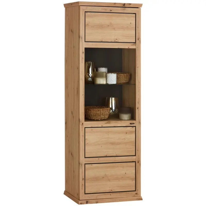 Vitrine Harvey B: 64,2 cm, Eiche Dekor/Anthrazit