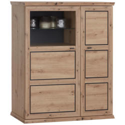 Highboard mit Glaselement B: 110 cm Harvey, Eiche Dekor