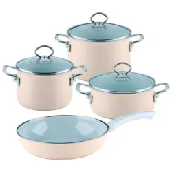 Kochtopfset Avorio 7--Teilig. Emaill inkl. Pfanne