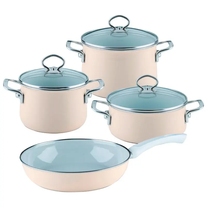 Kochtopfset Avorio 7--Teilig. Emaill inkl. Pfanne