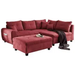 Ecksofa inkl. Kissen + Hocker Lea, Polyester-Nylon