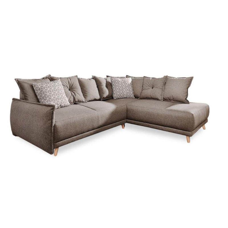 Ecksofa mit Schlaffunktion und Bettkasten Lazy Lukka Webstoff