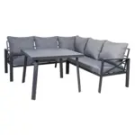 Möbelix Loungegarnitur 4-Tlg Amsterdam aus Aluminium mit Glasplatte