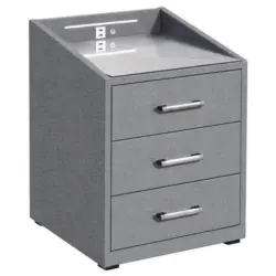 Nachtk&auml;stchen Grau Textil H: 61 cm Moon