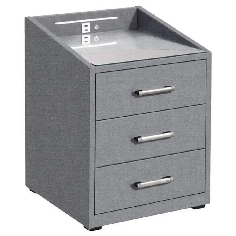 Nachtk&auml;stchen Grau Textil H: 61 cm Moon