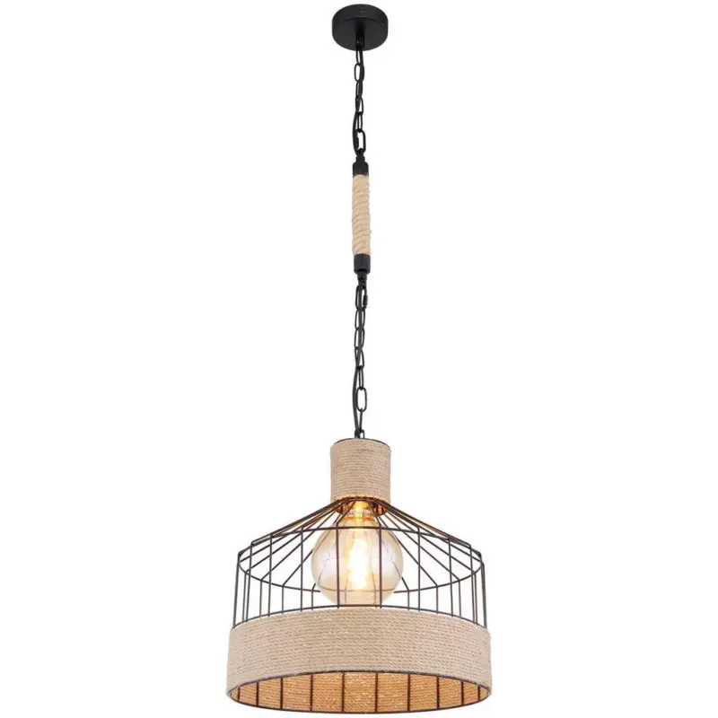 Hängeleuchte Halia H: 135 cm 1-Flammig, mit Hanfseil