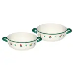 Möbelix Schüssel Metall Grün/Weiß mit Blumenmotiv 2 -Teilig