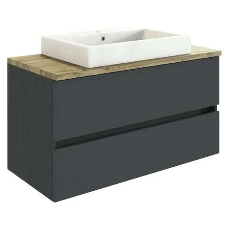 Wawschbecken Mit Unterschrank B: 100cm, Graphit Dekor