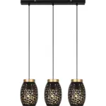 Möbelix Hängeleuchte Alba H: 120 cm 3-Flammig, Schwarz/Goldfarben