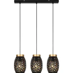 Hängeleuchte Alba H: 120 cm 3-Flammig, Schwarz/Goldfarben