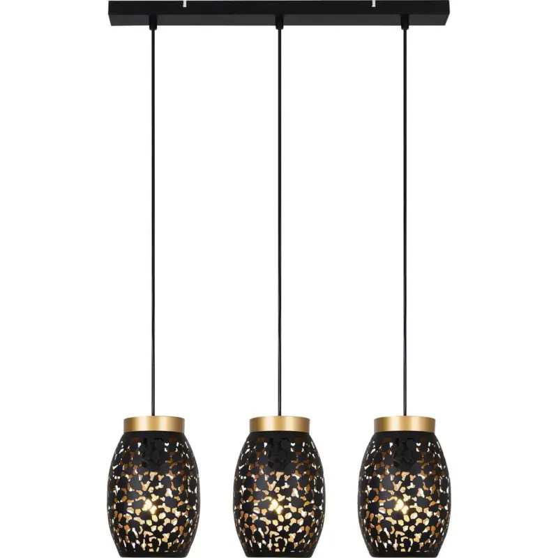 Hängeleuchte Alba H: 120 cm 3-Flammig, Schwarz/Goldfarben