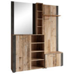 Möbelix Garderobe Barry Old Wood / Anthrazit B 150 cm Mit Spiegel