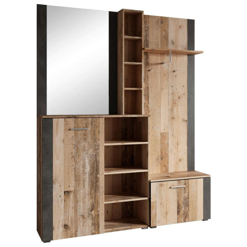 Garderobe Barry Old Wood / Anthrazit B 150 cm Mit Spiegel