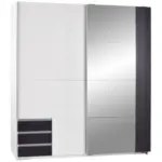 Möbelix Schwebtürenschrank Mit Laden + Spiegel 180 Cm Emden, Weiß