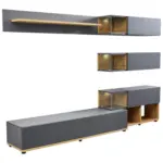 Möbelix Wohnwand Modern 3 -teilig. Silk Wotaneiche Dekor/anthrazit