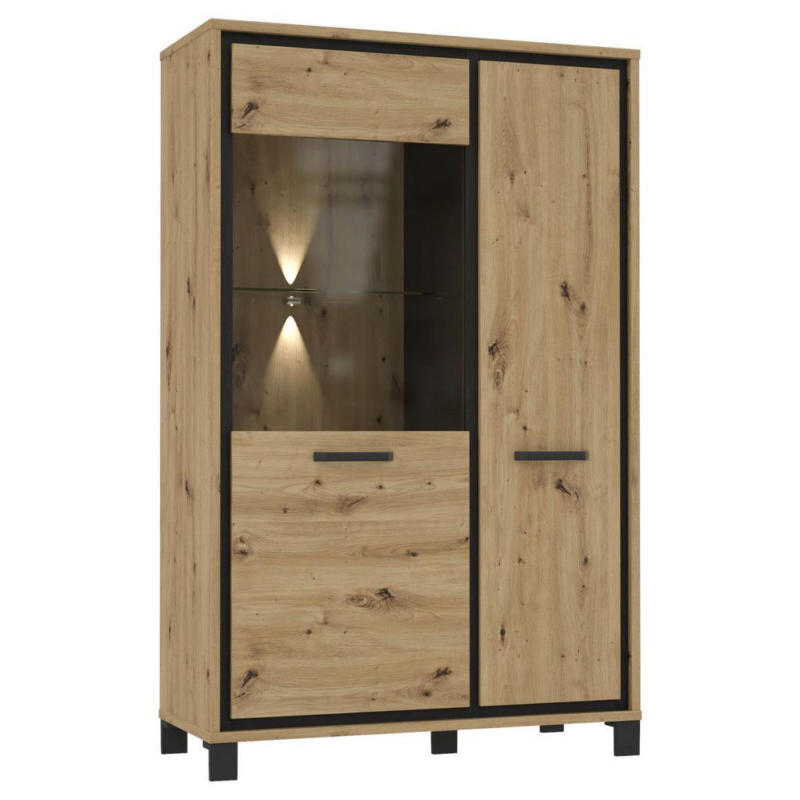 Highboard mit Glaselement 102 cm Trondheim, Eiche Dekor