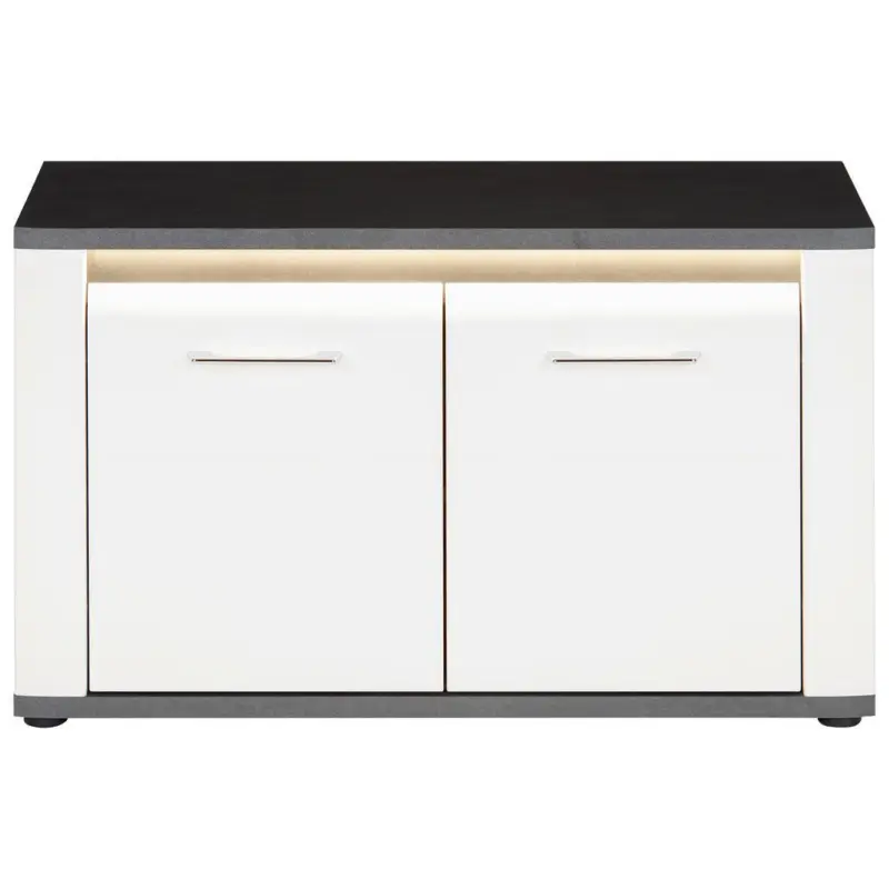 Garderobenbank Alassio B: 85cm 2 Türen, Weiß/matera