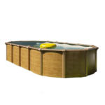 Möbelix Schwimmbecken Oval Ov 132 Wood Braun + Pumpe, Leiter L 610 cm