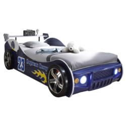 Autobett Energy Rennwagen 90x200 cm Blau + Beleuchtung