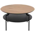 Möbelix Couchtisch Rund mit Ablagefach Goldington Trend Eiche/Schwarz