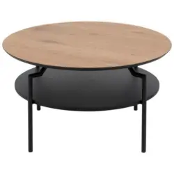 Couchtisch Rund mit Ablagefach Goldington Trend Eiche/Schwarz