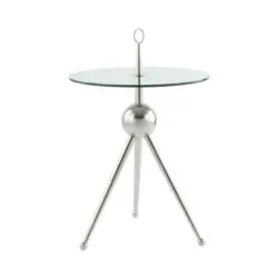 Beistelltisch Mit Glasplatte Rund Ontario, Klar/silber