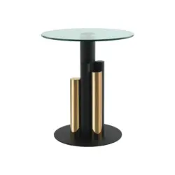 Beistelltisch Mit Glasplatte Rund Ontario, Klar/gold