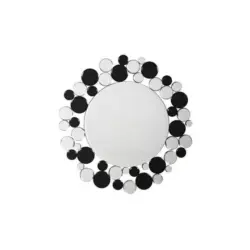 Wandspiegel Bubble Rund 80 cm Metall Schwarz/Silberfarben