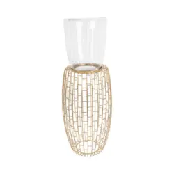 Windlicht Malibu Eisen/Glas Goldfarben H: 73 cm