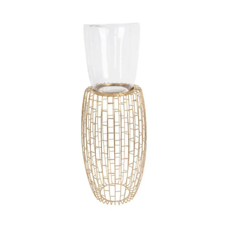 Windlicht Malibu Eisen/Glas Goldfarben H: 73 cm