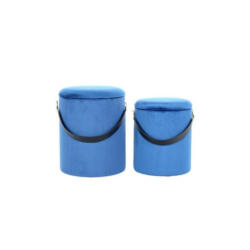 Hocker Arabella Mit Stauraum Samt Blau H: 44/38 Cm 2er-Set