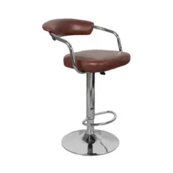 Barhocker mit Lehne 2er-Set Midnight Lederlook Braun