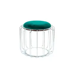 Beistelltisch/pouf 2 In 1 Comfortable Silber/dunkelgrün