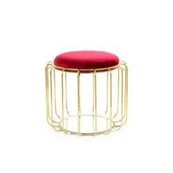 Beistelltisch/pouf 2 In 1 Comfortable Gold/rot