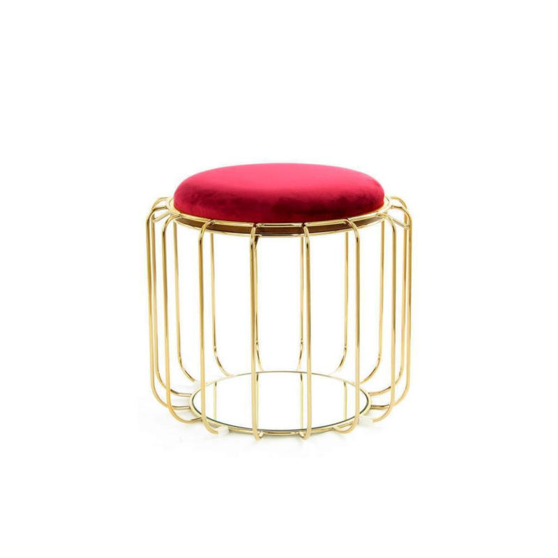 Beistelltisch/pouf 2 In 1 Comfortable Gold/rot