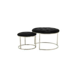 Hocker Becky Schwarz Silber Sitz Gepolstert 2er-Set