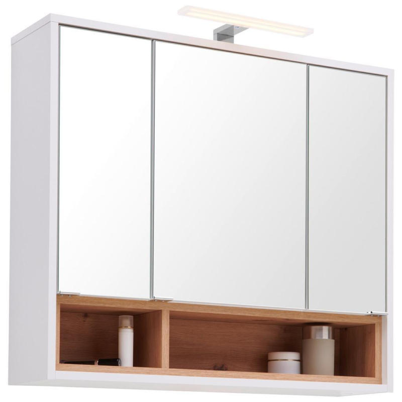 Spiegelschrank Milano Mit Led 3-Türig Bht: 80x72x23 Cm