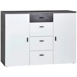 Kommode B: 160 Cm Paul, Betonoptik Dunkel/weiß