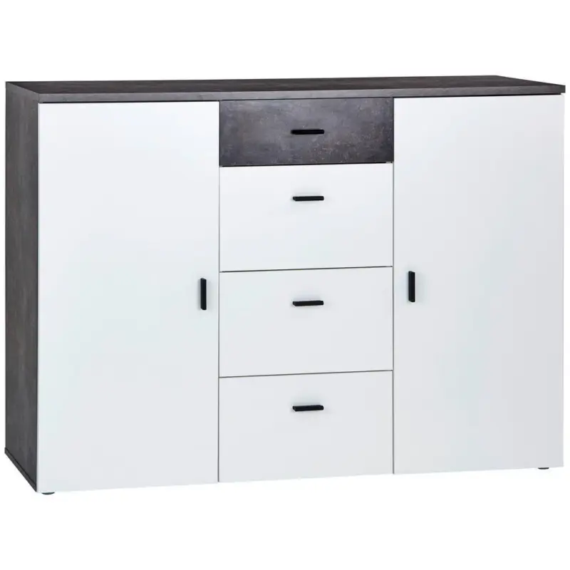 Kommode B: 160 Cm Paul, Betonoptik Dunkel/weiß