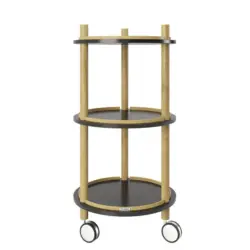 Beistelltisch Auf Rollen Mit Ablagen Carly Bambus/schwarz