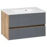 Möbelix Waschbecken Mit Unterschrank B: 80 Cm Grau/eiche Dekor