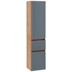 Hochschrank grifflos Helsinki 40cm Grau/Eiche Dekor