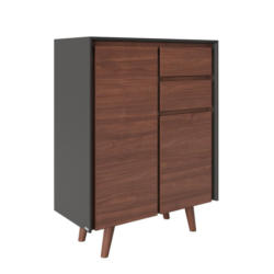 Highboard grifflos 90 cm Victoria, Walnussfarben/Grau