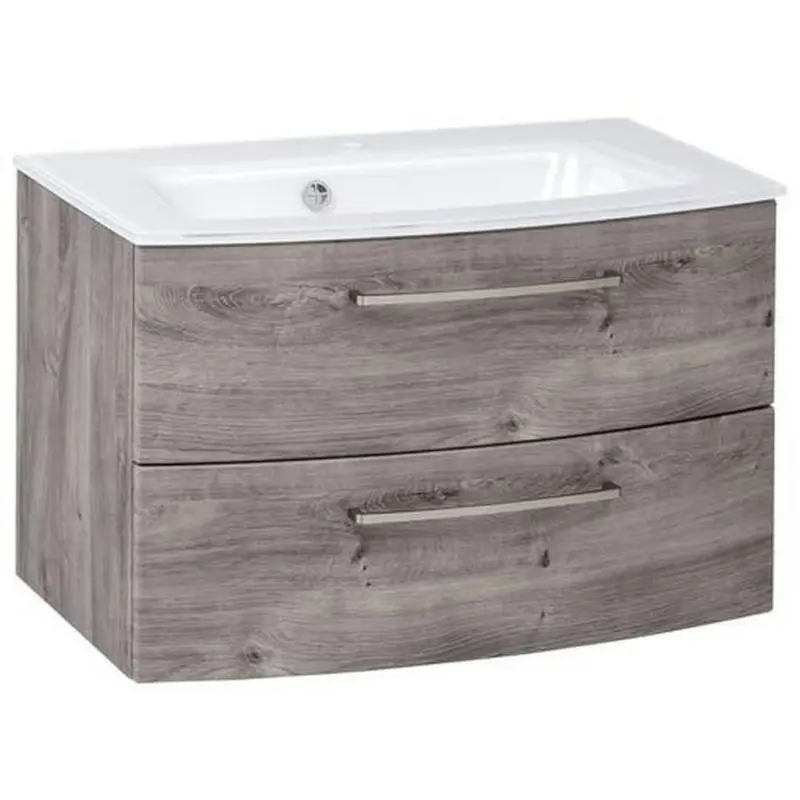 Waschbecken mit Unterschrank Stockholm B: 80cm Grau Dekor