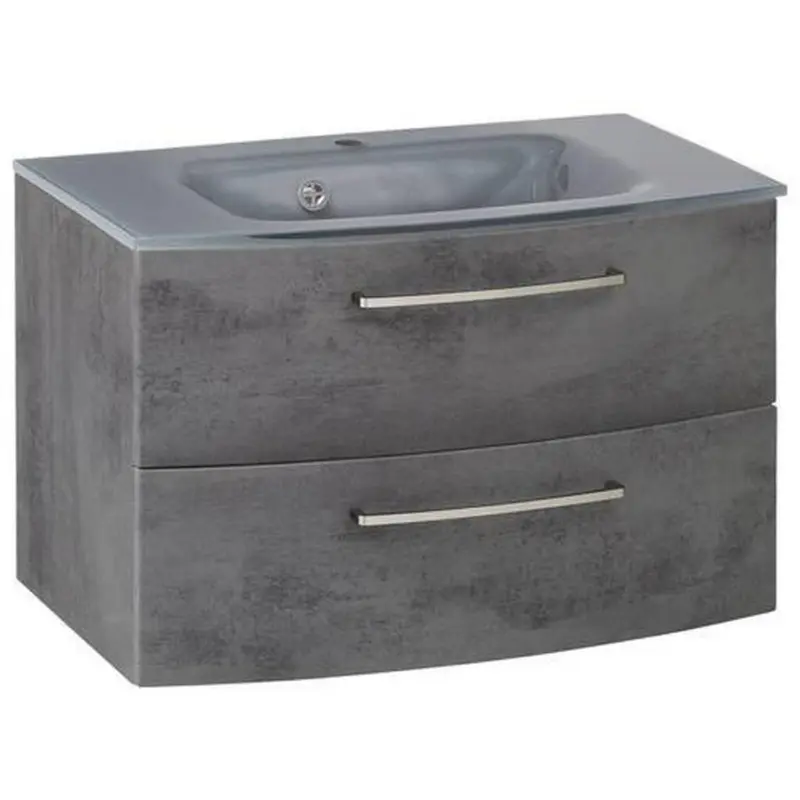 Waschbecken mit Unterschrank Stockholm B: 80cm Grau Dekor